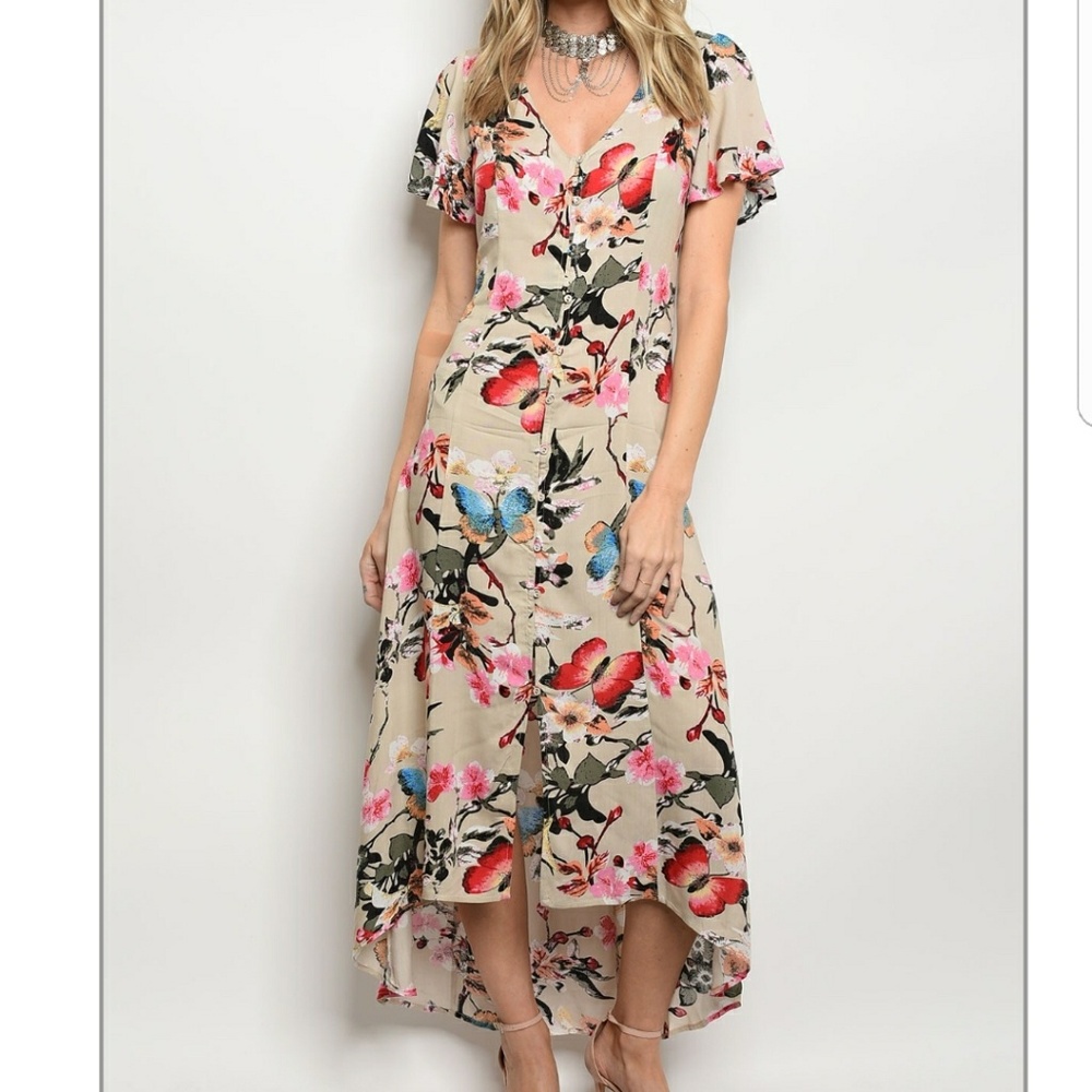 💦 SAND FLORAL DRESS-101 - Picture 2 of 5